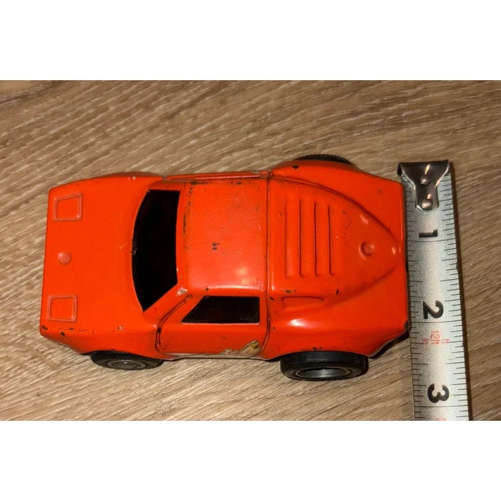 Vintage Corvette Stingray Orange‎ Metal Toy Car Pressed Steel Race Car